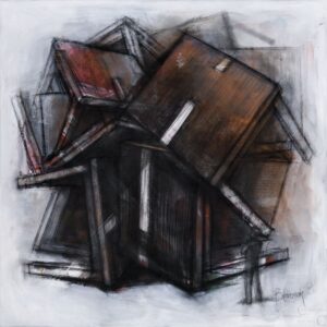 Javier Balmseda : About Dialog - Study. Fusain sur toile, 100X100 cm