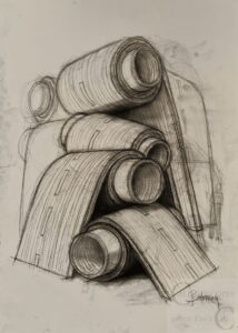 Javier Balmaseda. Vias en cabeza de mujer. Dessin. 70X50 cm