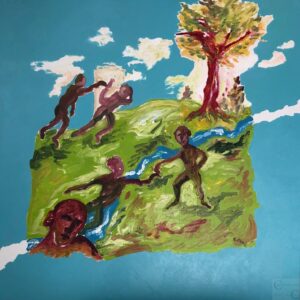 Le ruisseau. Huile sur toile (2022). 80X80 cm.