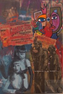 Éric Doisy : La penseuse et ses bourgeois. Technique mixte sur toile de lin. 116X81 cm