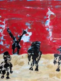 Space invaders 2 (technique mixte, 30X40 cm) Max Lauer : Space invaders 2