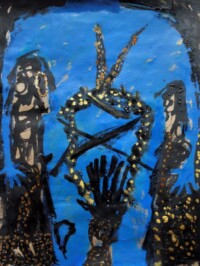 Blue man (technique mixte, 31,5X23) Max Lauer ; Blue man