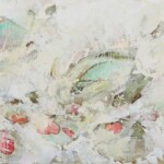 Sans titre. Acrylique, huile, crayons sur toile (2019), 70X180 cm