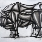 Con el aliento de Picasso. Huile sur toile. 150X120 cm. Coll. privée