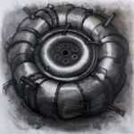 El ciclo de la supervivencia. Huile sur toile. 122X122 cm.