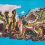 Conversation au jardin. Huile sur papier. Conversation au jardin. Huile sur papier.