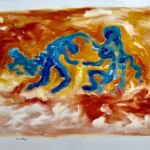 Les lutteurs. Huile sur papier. Les lutteurs. Huile sur papier.