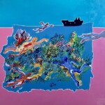 Les nageurs. Huile sur toile (2022) 80X80 cm. Les nageurs. Huile sur toile (2022) 80X80 cm.