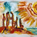 Personnages en bord de mer. Huile sur papier. Personnages en bord de mer. Huile sur papier.