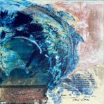 Volute 2. Acrylique, craies grasses et collages sur toile. 40X40 cm