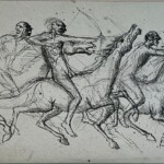 Les cavaliers de l'Apocalypse. Dessin. 46X70 cm Les cavaliers de l'Apocalypse. Dessin. 46X70 cm