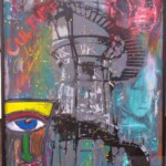 Éric Doisy : La tour. Technique mixte sur bois. 80X60 cm Éric Doisy : La tour. Technique mixte sur bois. 80X60 cm