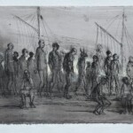 Les promeneurs du soir. Dessin. 26X35 cm Roland Devolder : Les promeneurs du soir. Dessin. 26X35 cm