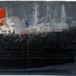 Yannis Markantonakis : Cheminée rouge. Huile et photo sur bois. 46x105 cm Yannis Markantonakis : Cheminée rouge. Huile et photo sur bois. 46x105 cm