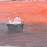 Yannis Markantonakis : Matinale rouge. Huile sur bois. 29X64 cm Yannis Markantonakis : Matinale rouge. Huile sur bois. 29X64 cm